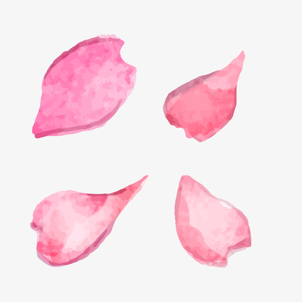粉红色水彩花瓣春季樱花桃花素材