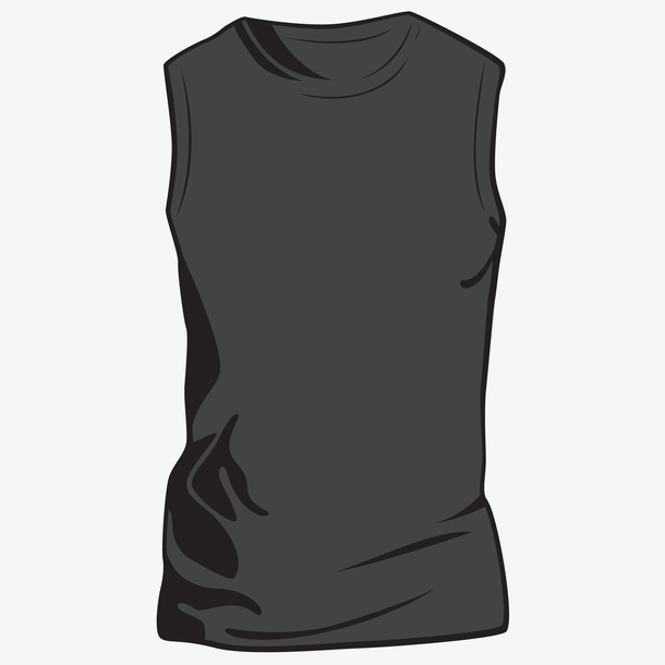 男士黑色无袖背心矢量插画