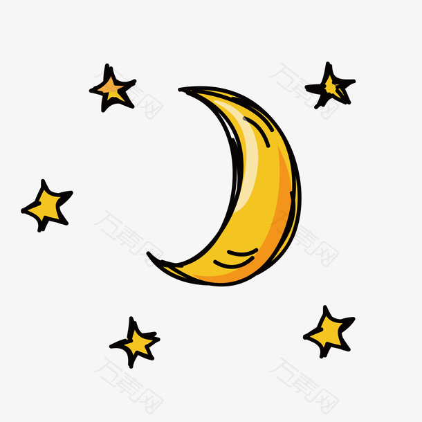 卡通简笔绘画星星月亮