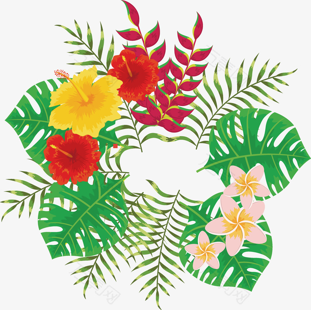 清新夏日SALE绿植插花矢量素材
