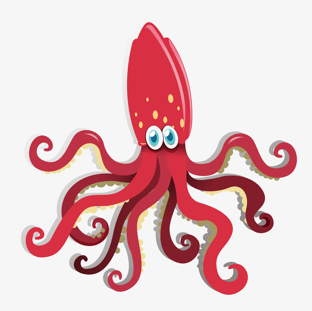 矢量手绘时尚卡通鱿鱼