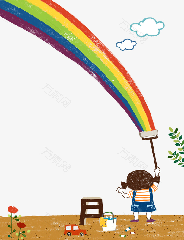 画彩虹的小姑娘