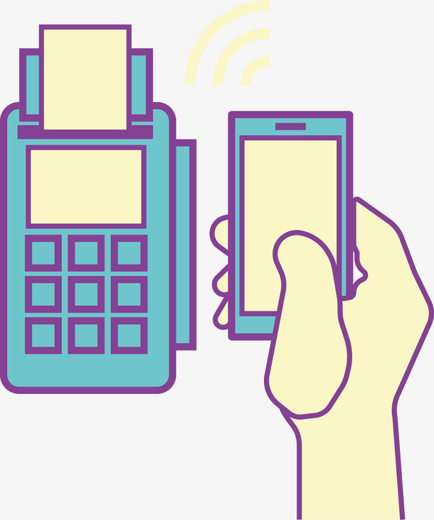 银行超市收银工具pos机矢量素材