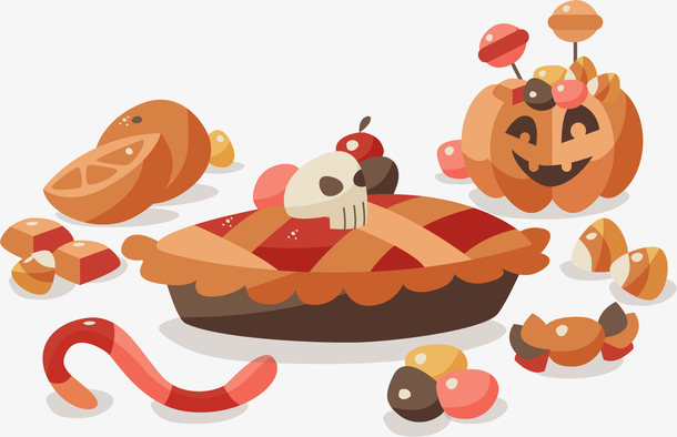 卡通万圣节南瓜派