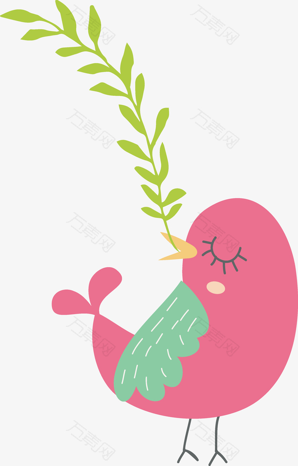 手绘卡通红色小鸟矢量素材