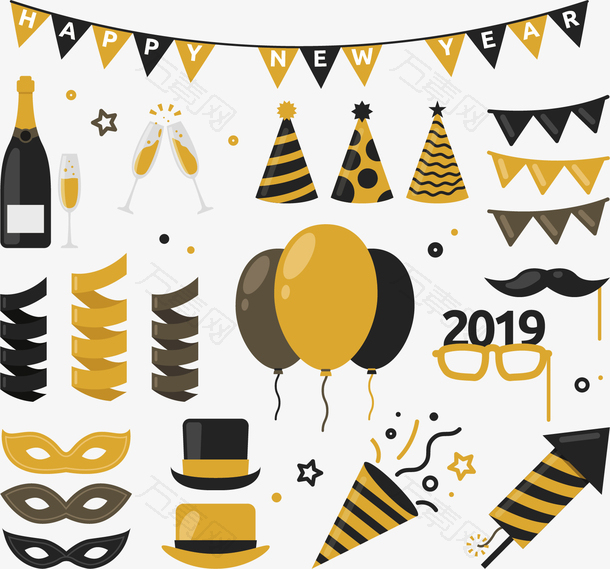 黑金色2019新年的派对