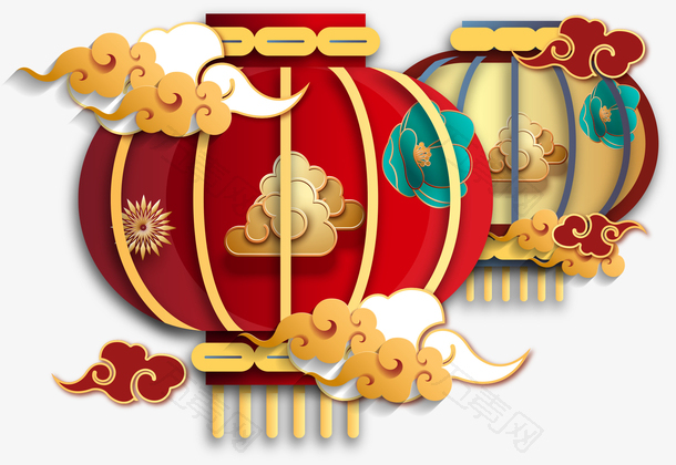 国潮灯笼元素图片