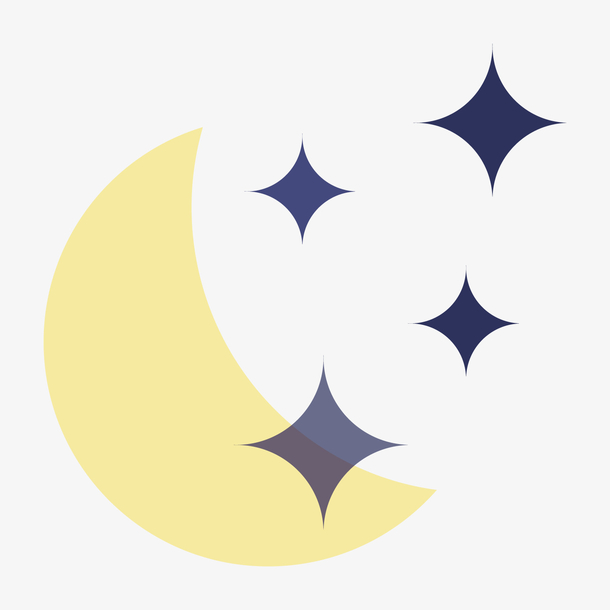 黄色扁平化月亮元素