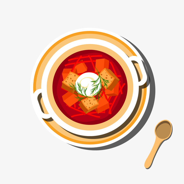 卡通美食罗宋汤素材