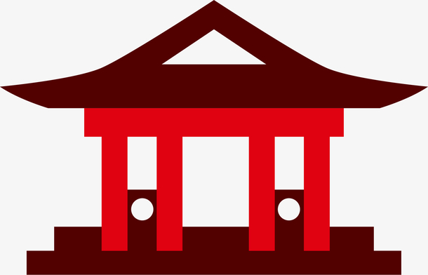 坡屋顶矢量卡通风格建筑