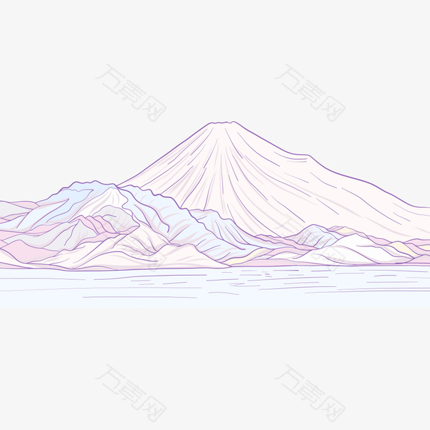 矢量手绘日本富士山插画