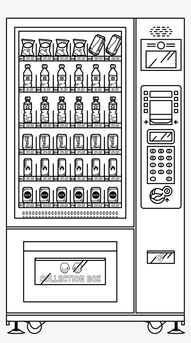 饮料自动售货机绘画图片