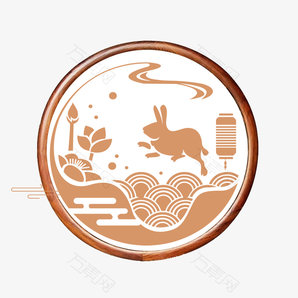 中国风中秋海报圆形装饰元素
