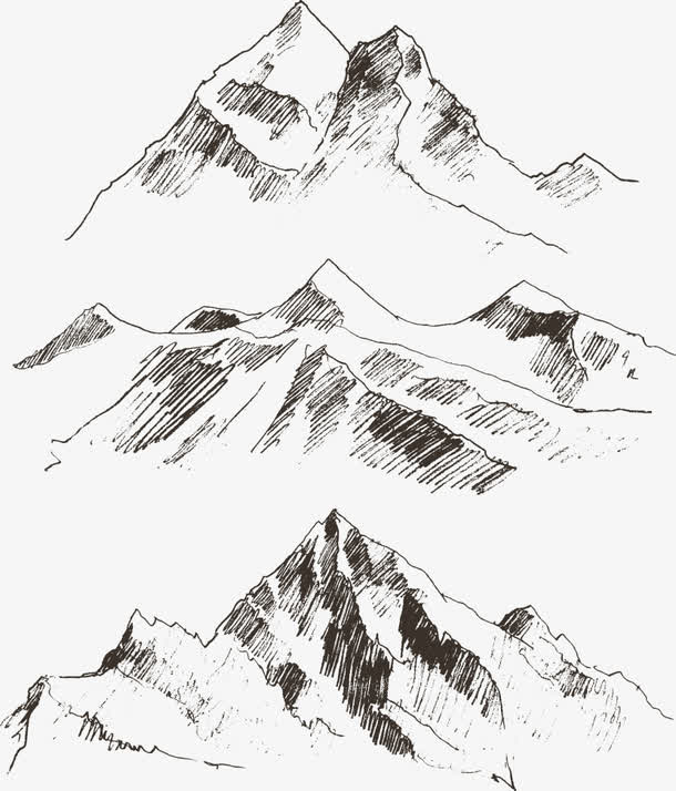 矢量山雕刻插图