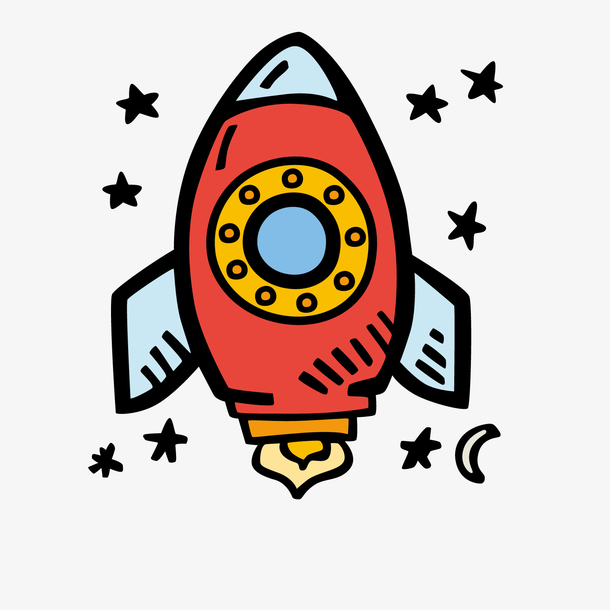 红色火箭卡通插画