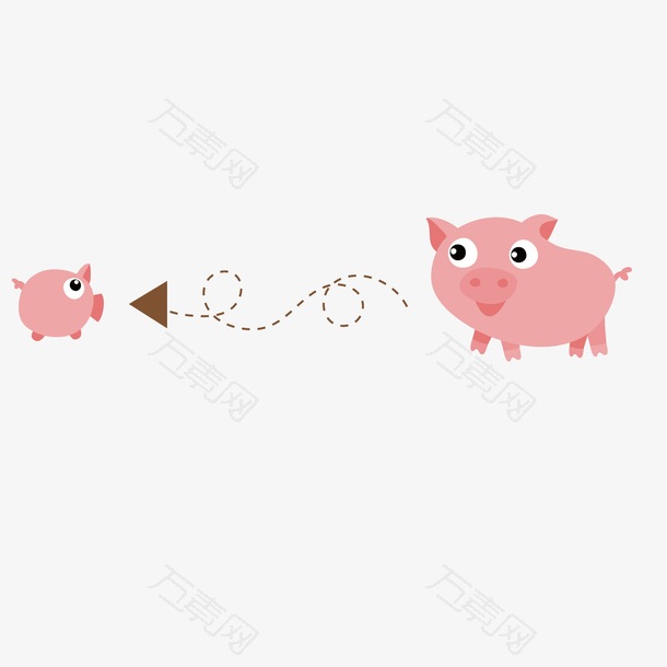 可爱小猪矢量手绘
