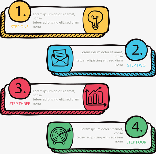 彩色数字流程图表