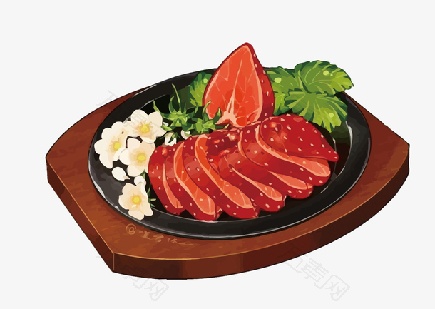 矢量卡通美食牛排