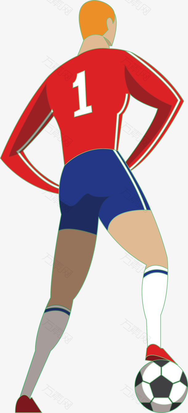 矢量2018足球世界杯1号球员插画