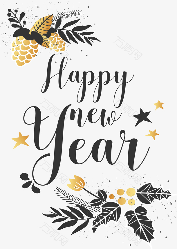 新年快乐树叶边框