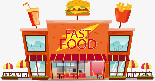 街边汉堡薯条快餐店