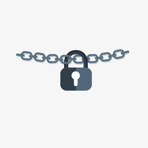 矢量卡通锁头链条五金锁具