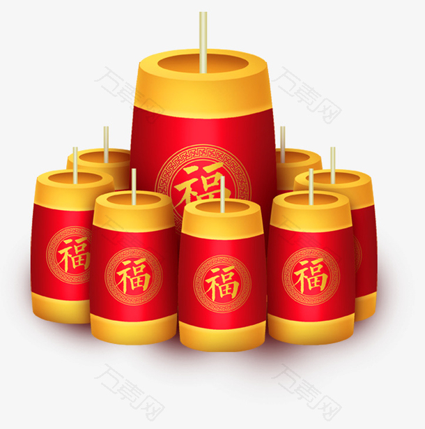 2023兔年免抠新年装饰烟花炮竹