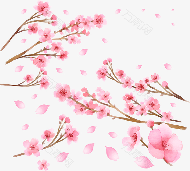 卡通手绘春天花枝装饰
