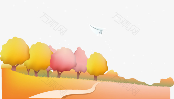 插画秋天唯美风景