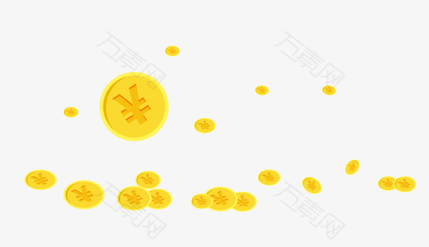 漂浮金币卡通插画