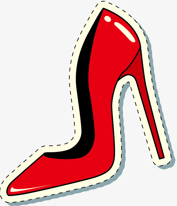 弯曲矢量卡通风格高跟鞋