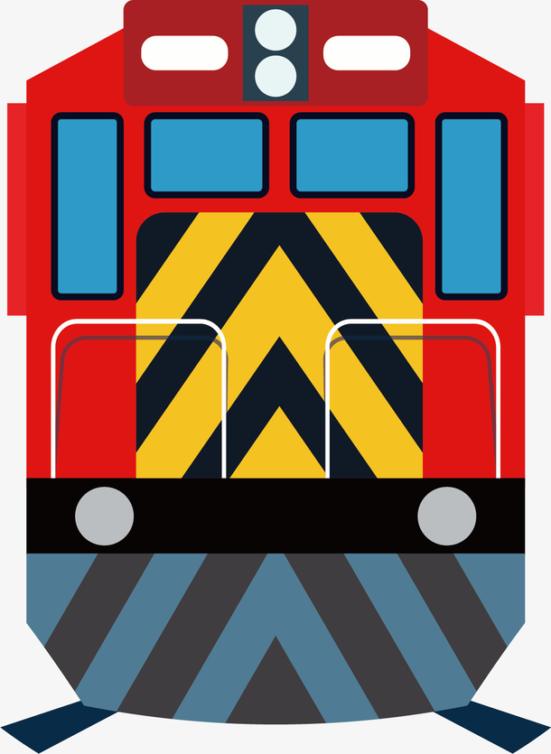 矢量多色三节火车头图案