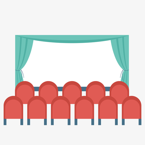 红色电影院卡通插画