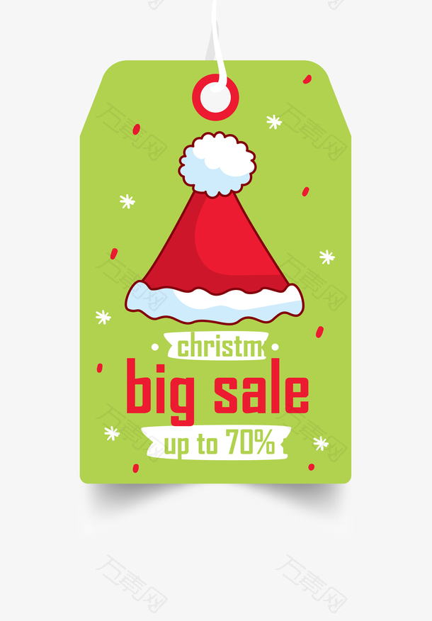 卡通绿色圣诞节促销吊牌