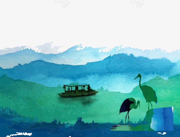 清明节绿色湖畔背景