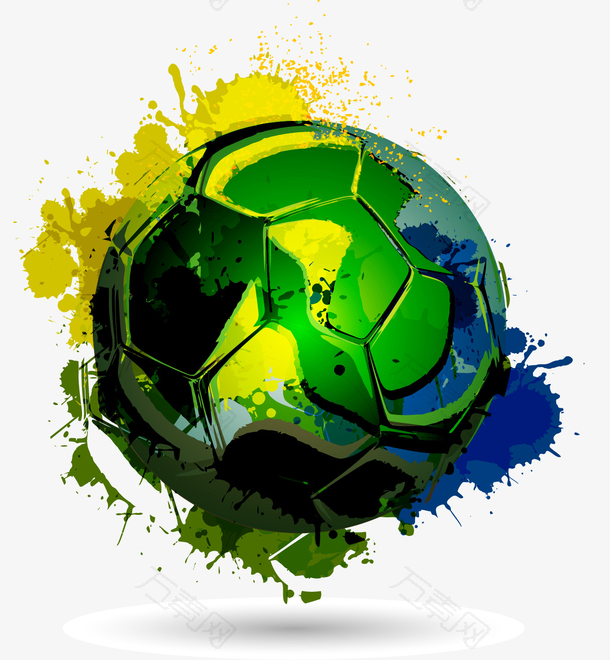 矢量手绘绿色足球