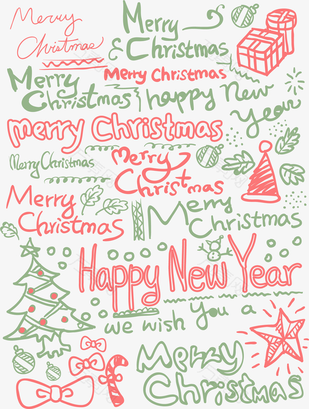 抽象圣诞字母装饰图案