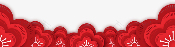 中国风大红色复古祥云鲜花banner