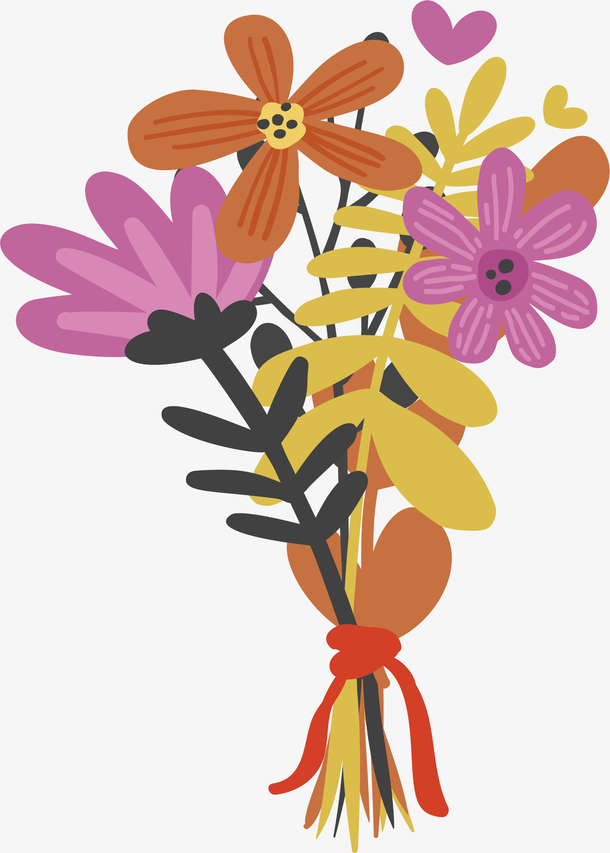 情人节花束卡通插画