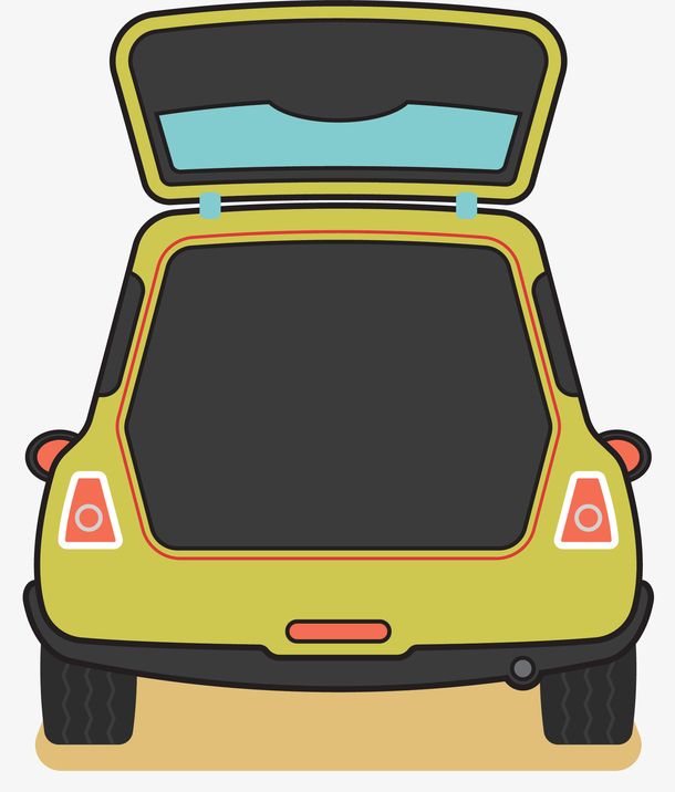 黄色旅行矢量后备箱