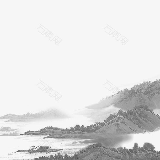 清明节水墨风山水背景源文件