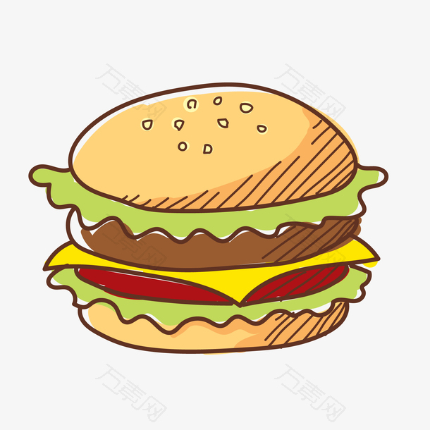 卡通手绘创意汉堡