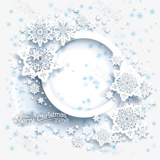 装饰唯美雪花圆框圣诞节元素