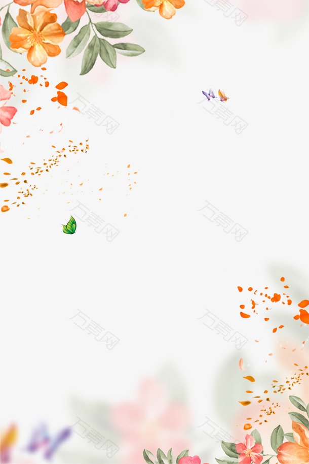 手绘清新春暖花开海报背景