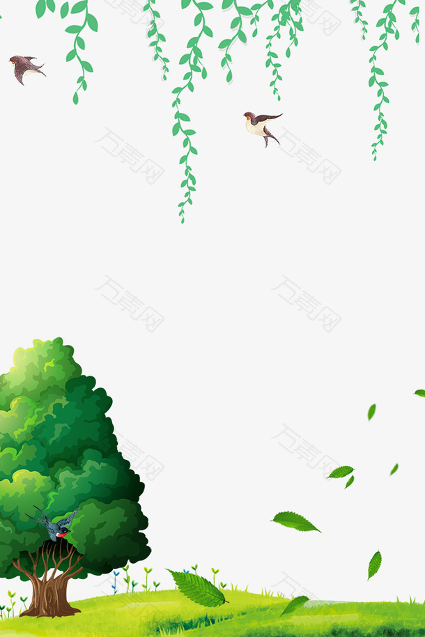 二十四节气之春分柳枝与树木草地