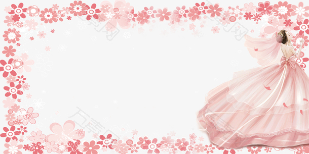 粉色浪漫婚礼花朵装饰边框