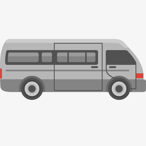 灰色面包车矢量插画