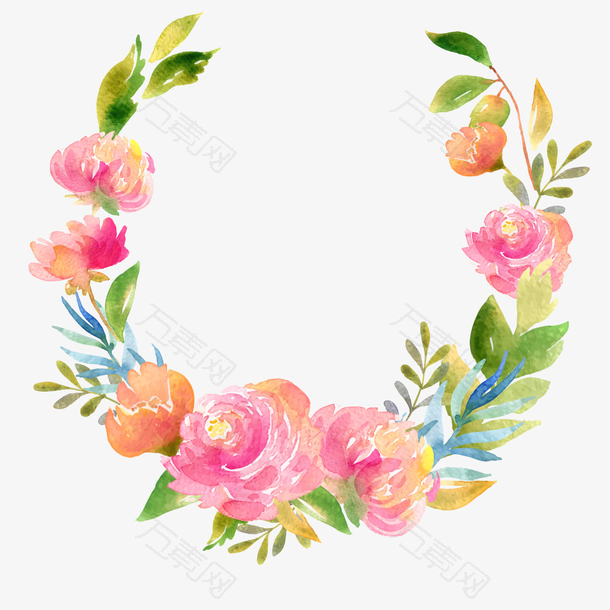 婚礼花卉春天清新花环插花矢量素