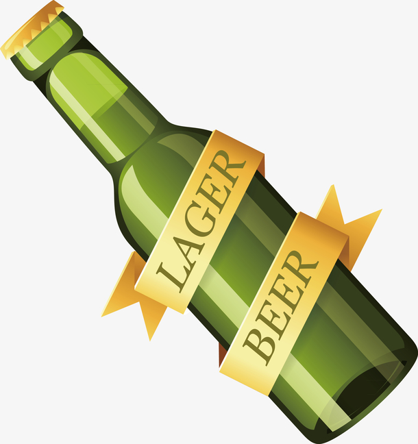 绿色玻璃瓶啤酒饮料矢量