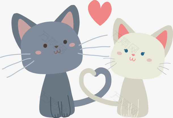 爱心尾巴猫咪情侣